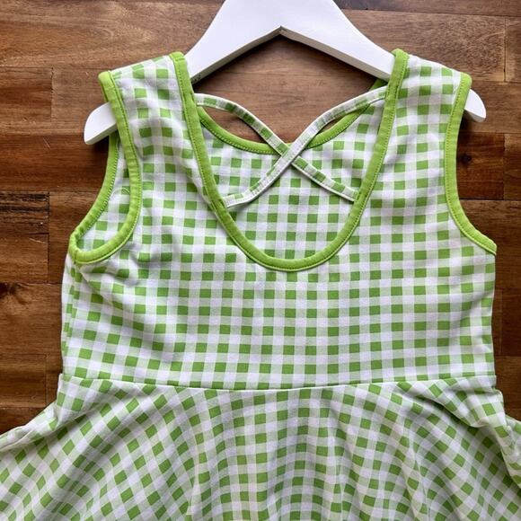 SweetHoney Sleeveless Game Day Knit Dress Big Green Gingham Cotton Teen 10 - Picture 6 of 8